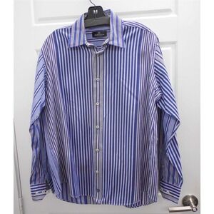 Bugatchi Uomo100% Cotton Blue Swirl Button Down‎ Shirt L